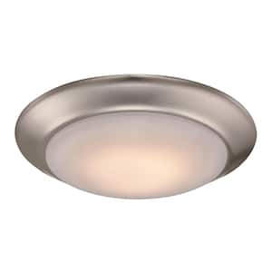 Vanowen 7.5 in. Brushed Nickel Integrated LED Miniature Disk Flush Mount Ceiling Light Fixture with Acrylic Shade