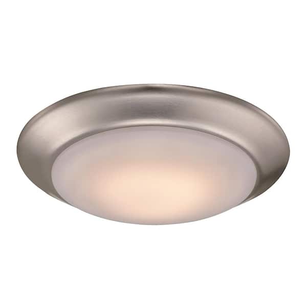 Bel Air Lighting Vanowen 7.5 in. Brushed Nickel Integrated LED Miniature Disk Flush Mount Ceiling Light Fixture with Acrylic Shade