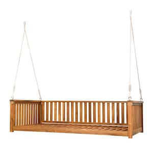 Patio 79 in. 2-Person Teak Wood Porch Swing with Ropes