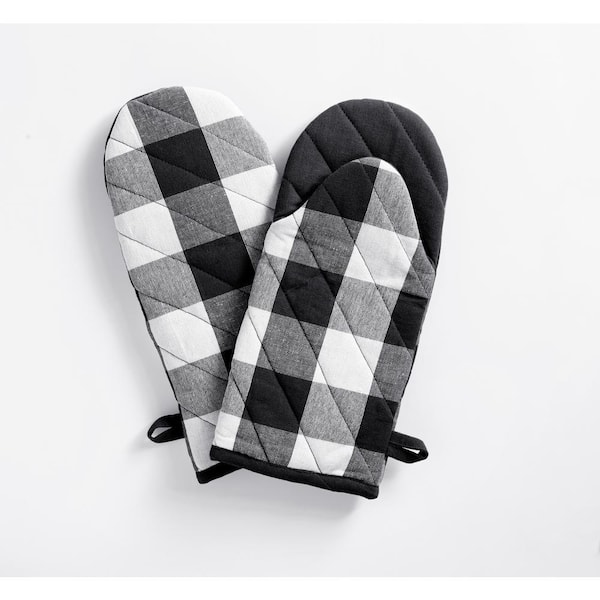 Farmhouse Living Buffalo Check Oven Mitt Pair, Black/White - One Size