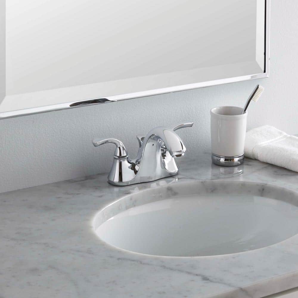 Elegant Forte Polished Chrome 4" Centerset Double-Handle Bathroom Faucet