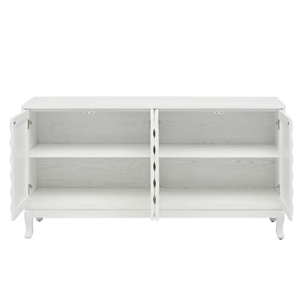59.84 in. W x 15.91 in. D x 30.51 in. H Bathroom White Linen Cabinet