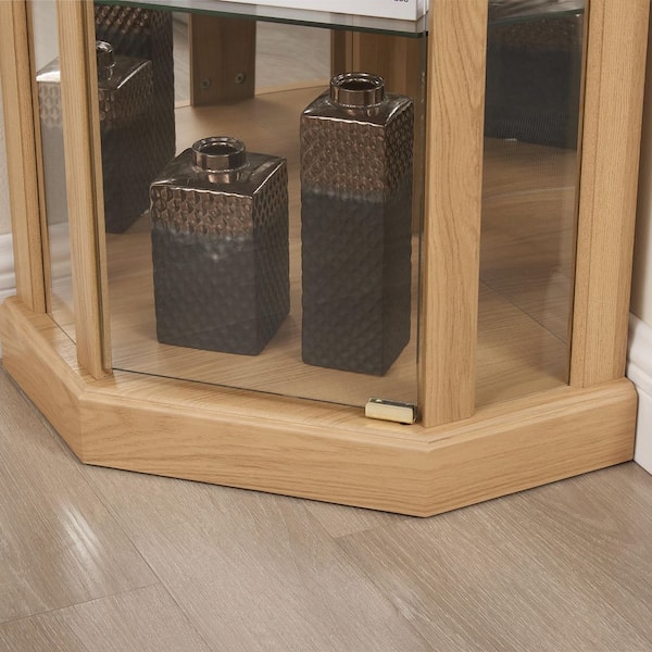 Seafuloy Oak 69 in. H Lighted Glass Display Case for Antique