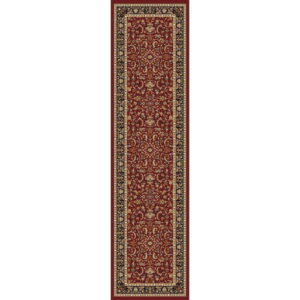Unbranded Noble Burgundy 2 ft. x 8 ft. Traditional Floral Oriental Area Rug