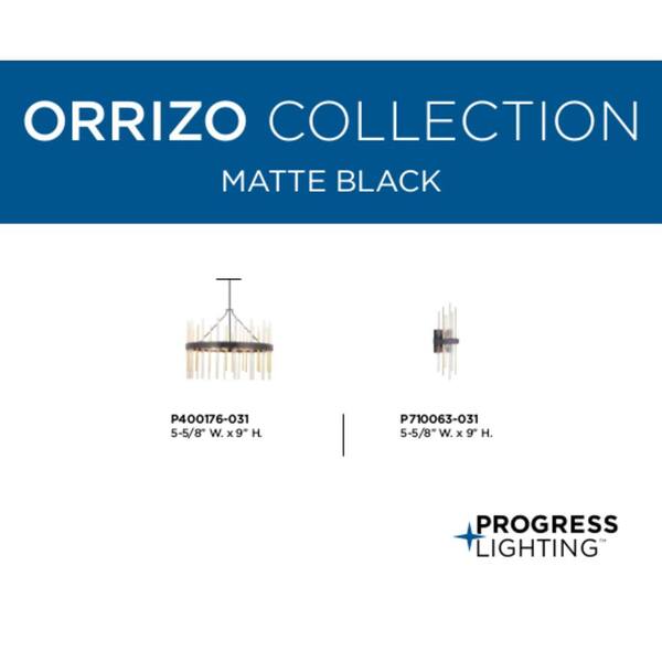 Progress Lighting Orrizo Collection 6-Light Matte Black Clear Glass Luxe Chandelier Light