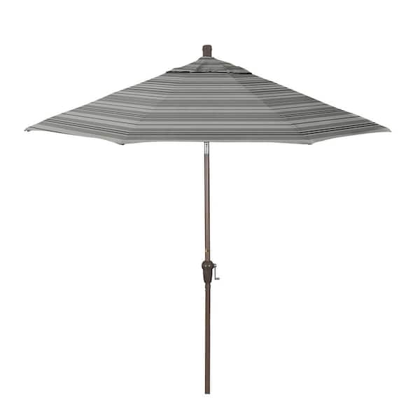 California Umbrella 9 ft. Champagne Aluminum Market Patio Umbrella with Crank Lift and Autotilt in Wellfleet Steel Pacifica Premium
