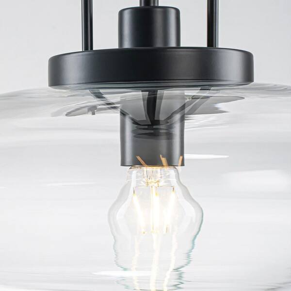 Rennnsan Lunaris 15 in. 1-Light Matte Black Modern Oval Pendant