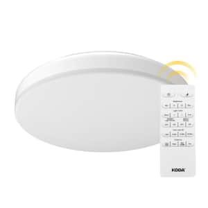13.7 in. White Round Dimmable Integrated LED Flush Mount Ceiling Light Motion Sensor Remote Control Adjustable CCT