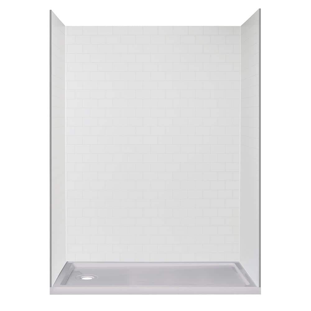 JETCOAT 32 in. x 60 in. x 78 in. Shower Kit in White Subway with Left Drain Base in White (5-Piece) price history on PriceWatchPro