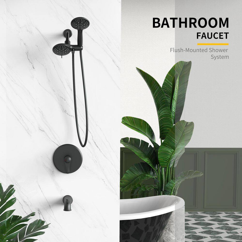 Matte Black Multi-Head Wall Mounted Shower System