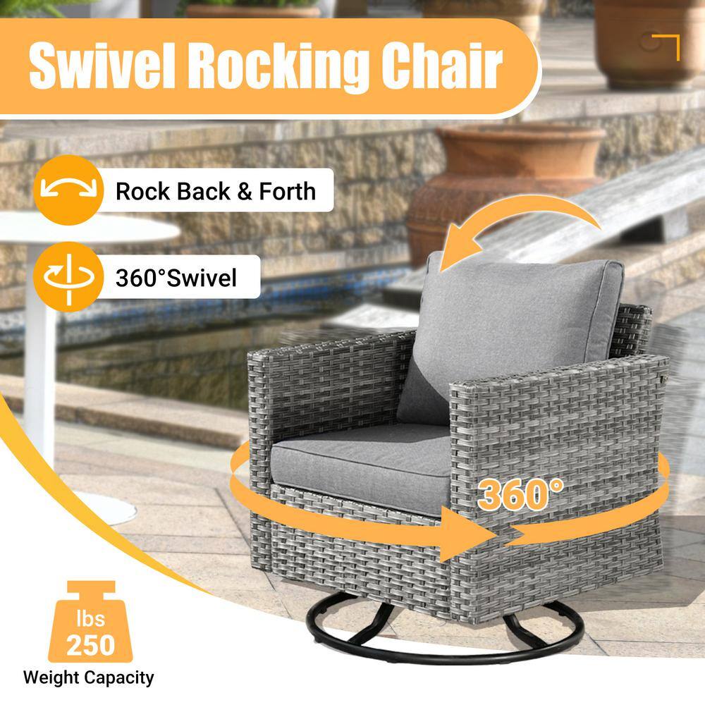 Gray Wicker 8-Piece Outdoor Sofa Set with Cushions