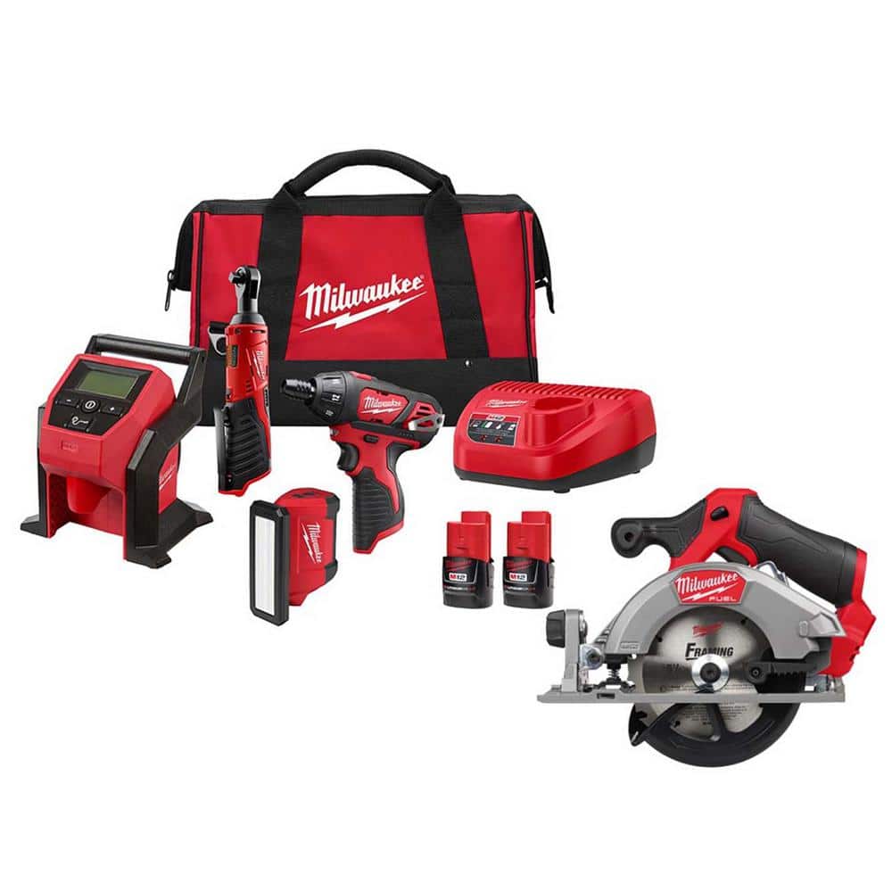 M12 12-Volt Lithium-Ion Brushless Cordless Combo Kit with M12 FUEL 5-3/8 in. Cordless Circular Saw price history on PriceWatchPro