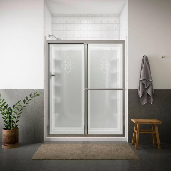 STERLING Deluxe 59-3/8 in. x 70 in. Framed Sliding Shower Door in Silver with Handle