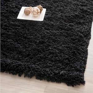Classic Shag Ultra Black 8 ft. x 10 ft. Solid Area Rug
