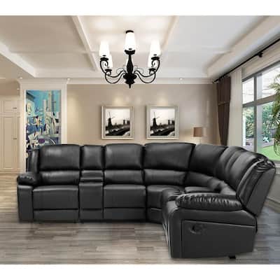 Black Sectional Sofas Living Room, Black Leather Wrap Around Couch