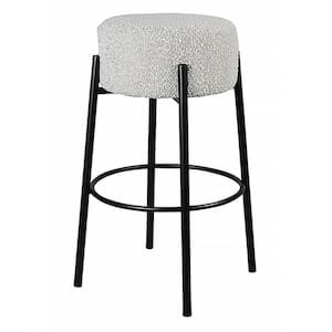 Cole 26 in. White Upholstered Black Counter Height Stool