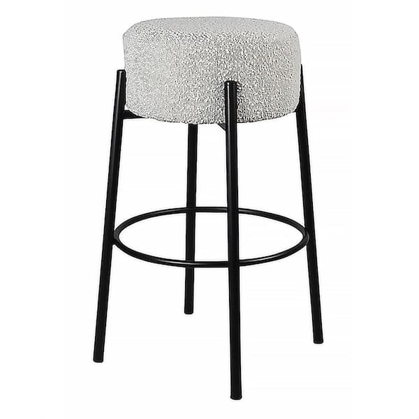 Steve Silver Cole 26 in. White Upholstered Black Metal Counter Height Stool