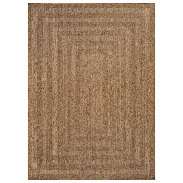 Geometric Natural/Jute Easy-Care Indoor/Outdoor Flat Woven Area Rug 7 ft. 10 in. x 10 ft. Natural