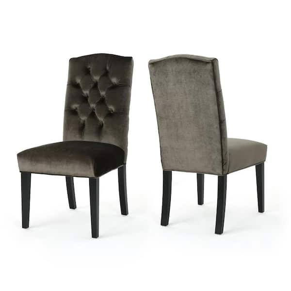 Noble House Nickolai Grey Wood Upholstered Dining Chair (Set of 2)