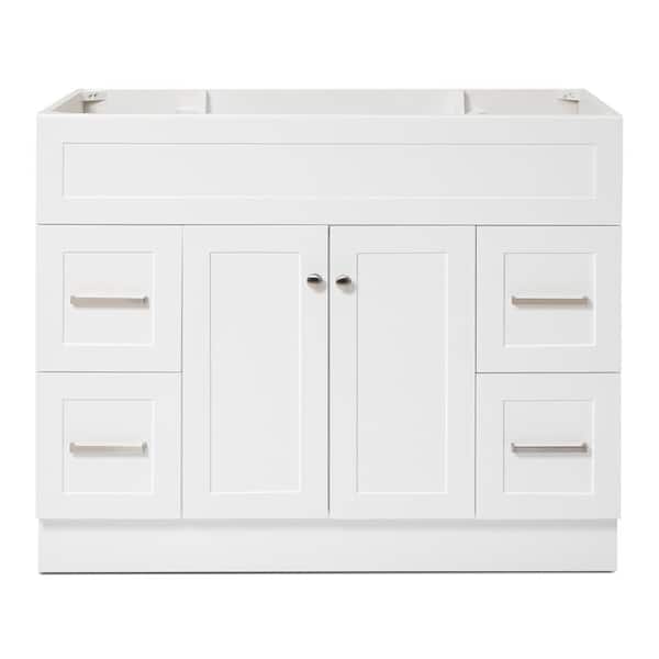 ARIEL Hamlet 42 in. W x 21.5 in. D x 34.5 in. H Freestanding Bath Vanity Cabinet without Top in White