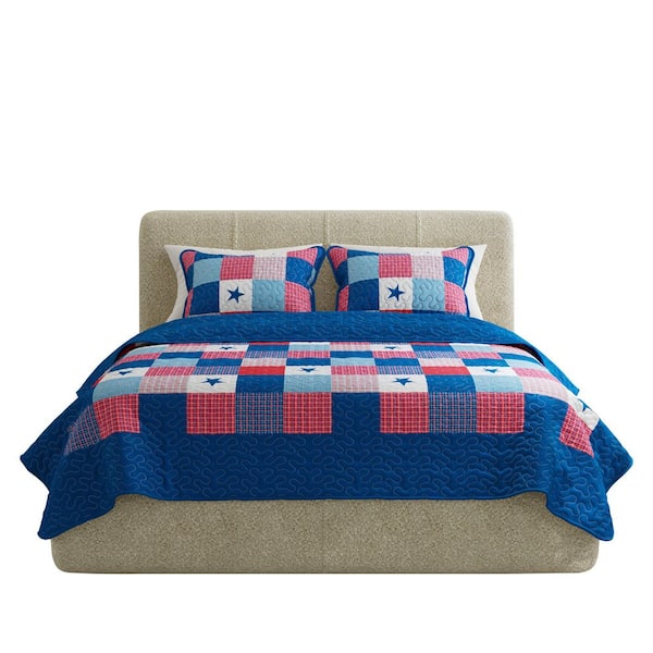 Lavish Home Caroline 2-Piece Blue Twin Quilt Set
