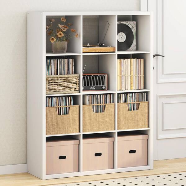 Furinno CUBICLE White 12-Cube Media Storage Shelf NALU23004WH