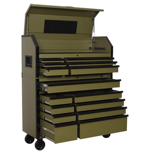 Heavy Duty 52 in. W 15-Drawer Matte Army Green Rolling Tool Chest Combo