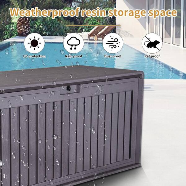 100 Gal. Resin Deck Box with Side Handle and Lockable Cover