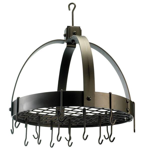 Old Dutch 20 in. x 15.25 in. x 21 in. Dome Oiled Bronze Pot Rack with Grid and 16 Hooks