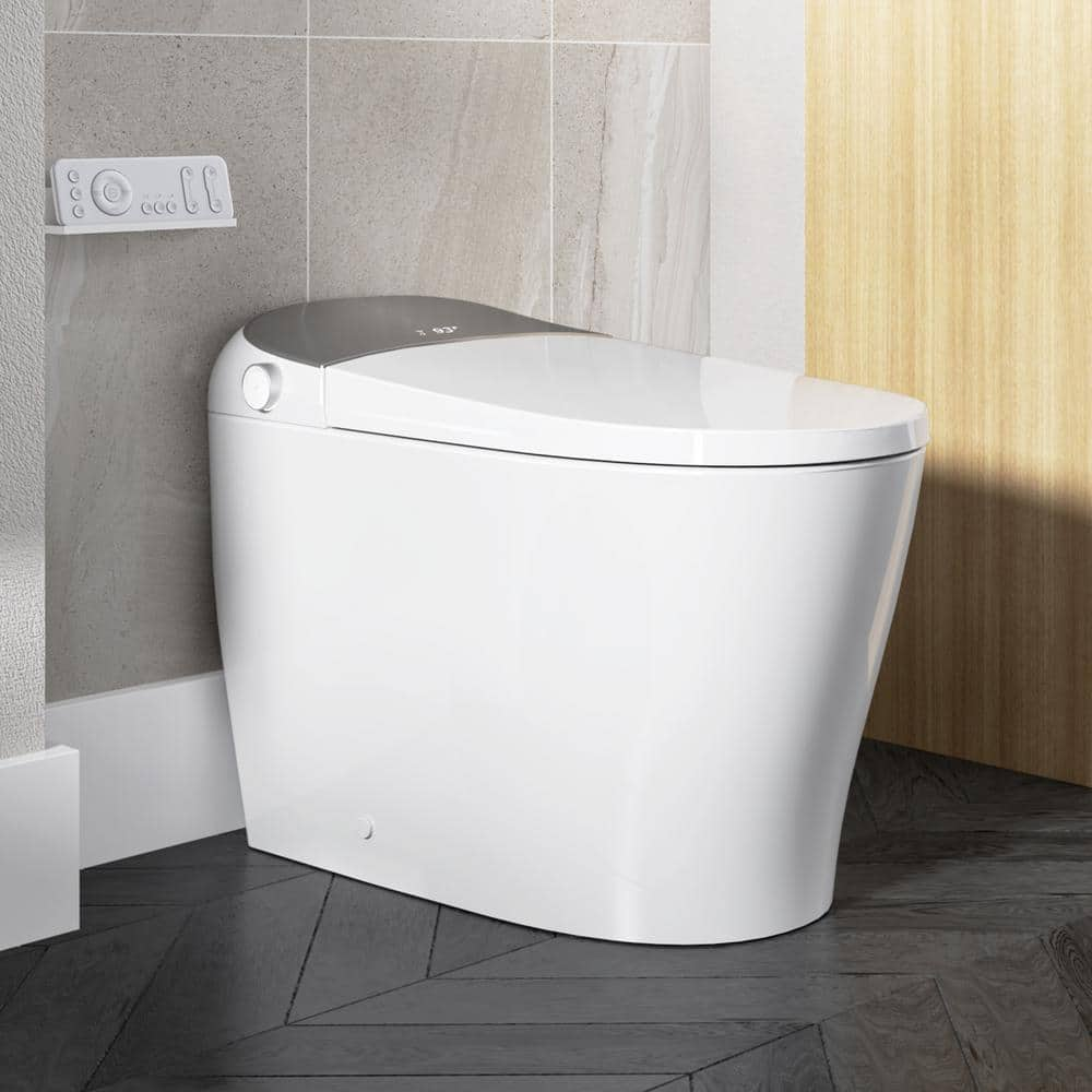 HOROW Tankless Elongated Smart Toilet Bidet in White with Auto 