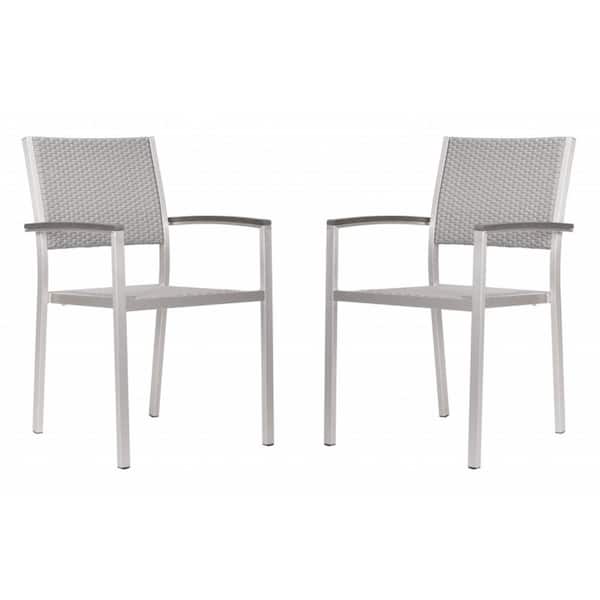 HomeRoots Julia Silver Metal Arm Chair Set of 2
