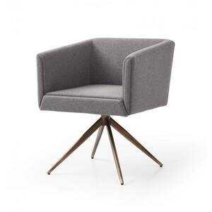 Dark Gray and Brass Upholstered Fabric Armchair