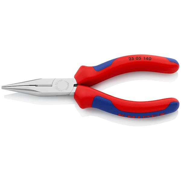 KNIPEX 5-1/2 in. Long Nose Pliers with Cutter Comfort Grip and Chrome  Plating 25 05 140 - The Home Depot