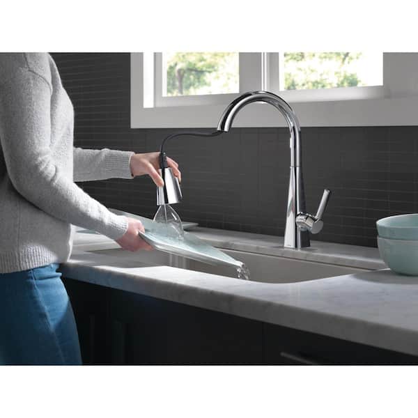 Lenta Single-Handle Pull-Down Sprayer Kitchen Faucet with ShieldSpray Technology in Chrome