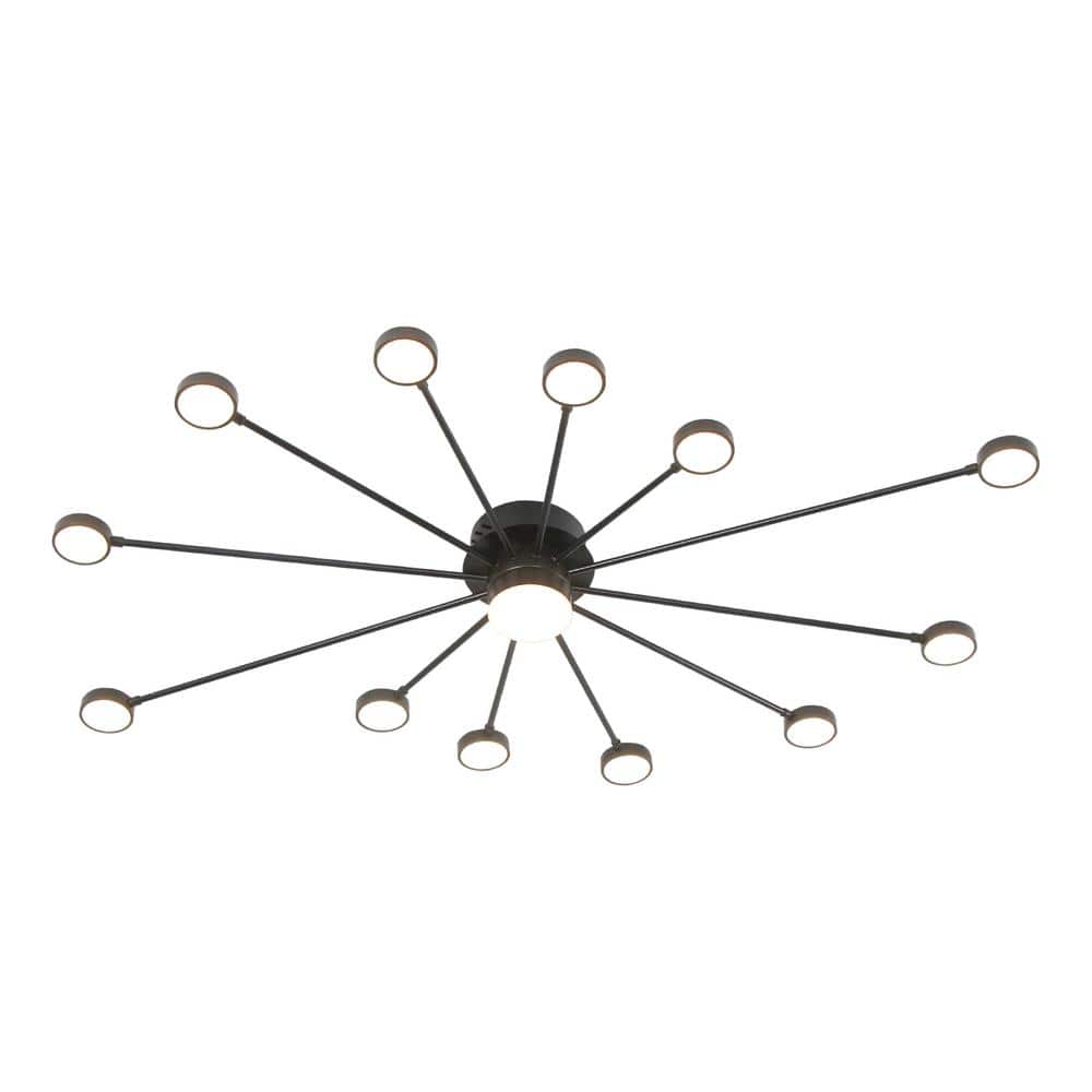 UMEILUCE 48 in. Sputnik Black Integrated LED Dimmable Flush Mount