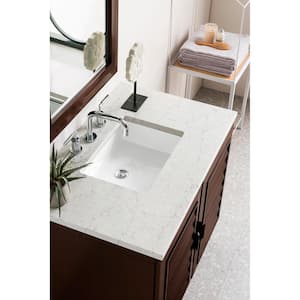 36 in. Single Bath Vanity in Burnished Mahogany with Quartz Vanity Top in Eternal Jasmine Pearl with White Basin