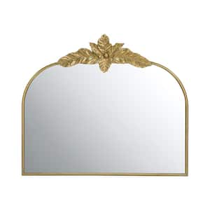 39.5 in. W x 35 in. H Arched Metal Iron Framed Wall Bathroom Vanity Mirror in Gold