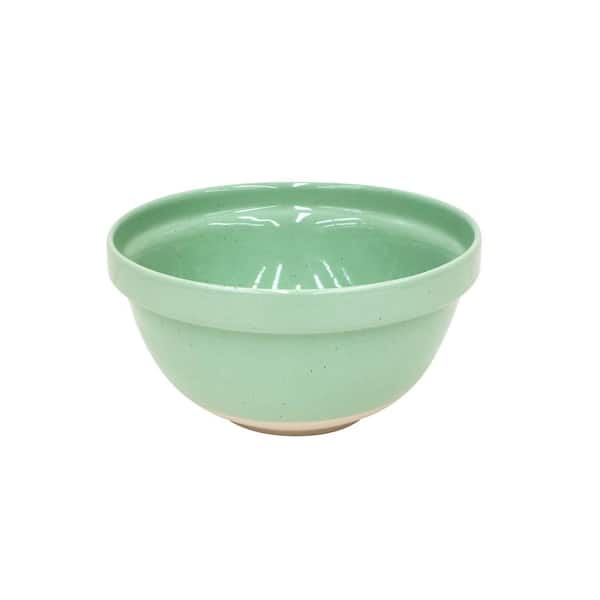 Vintage Mixing Bowl Ceramic Green Embossed Baking Tools 40s 50s 