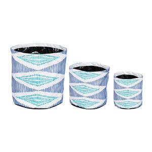 Oasis Blue Round Fabric Planters (3-Pack)