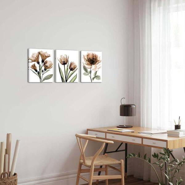 3 Piece X-Ray Flower Canvas Wall Art EEB0D12K9Q44 - The Home Depot