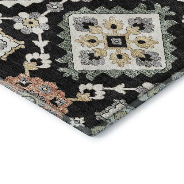 Mayfield Premium Machine Washable Abstract AMF2200 Black 5 ft. x 7 ft. 6 in. Area Rug