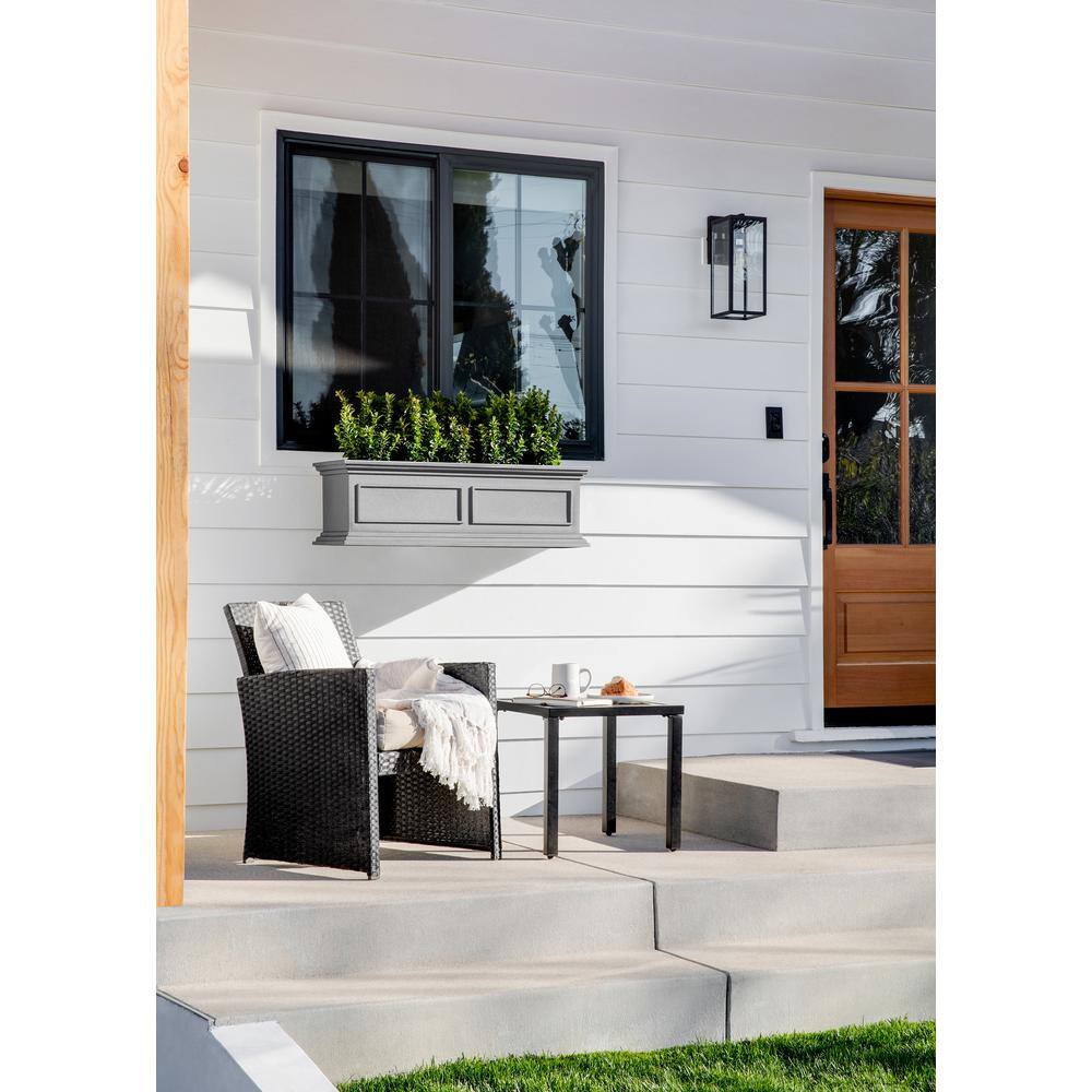 Brixton Estate-Inspired 36" Gray Polypropylene Railing Planter, 2-Pack