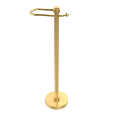 European Style Free Standing Toilet Paper Holder in Unlacquered Brass