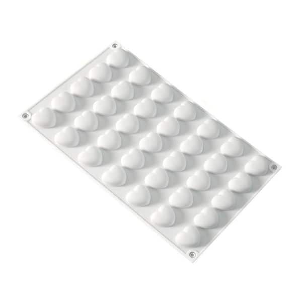 3D Mini Heart Silicone 35-Cavity White Mold Non-Stick Flexible Bakeware for Chocolate Cake Pudding Ice 1 Piece