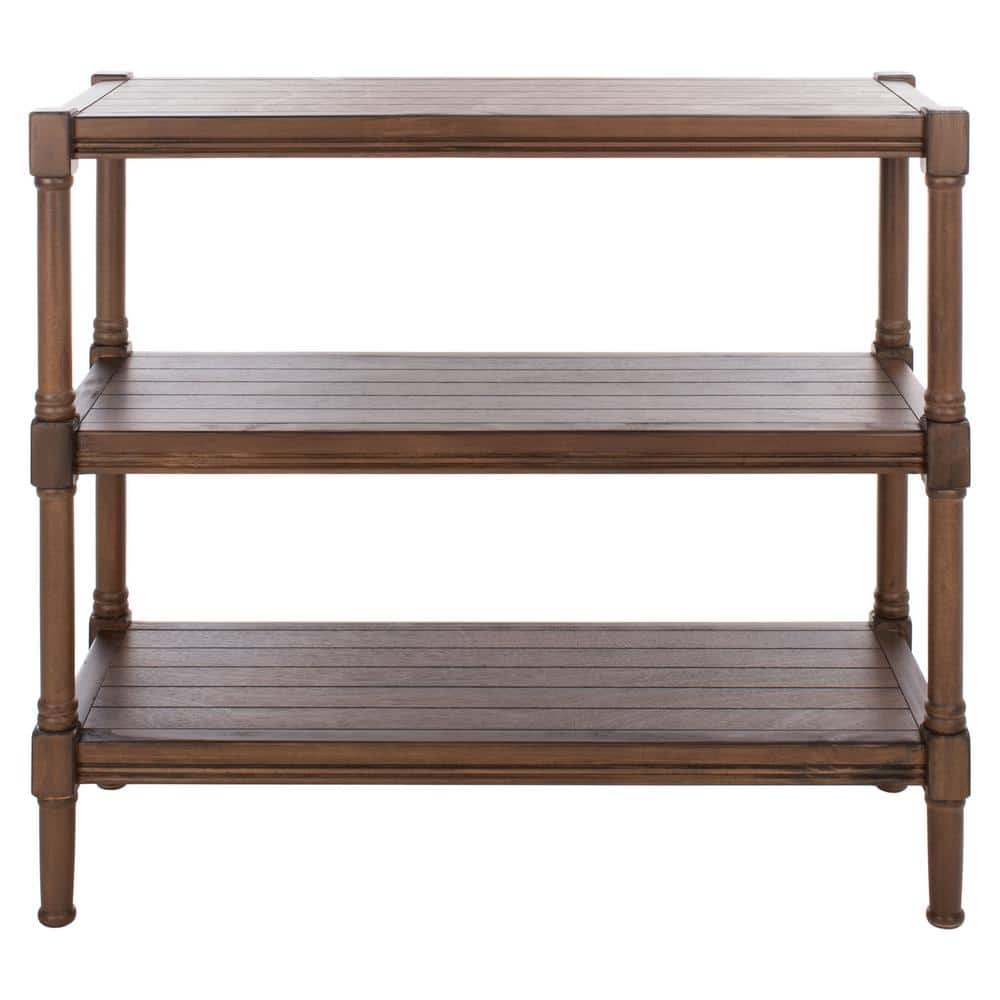 Brown Wood Hallway Table with Spindle Legs and Storage