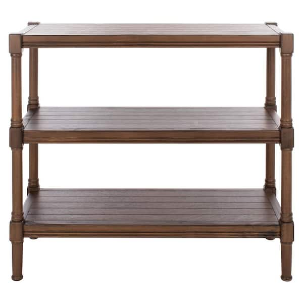 SAFAVIEH Rafiki 13.75 in. Brown Rectangle Wood Console Table with Shelf