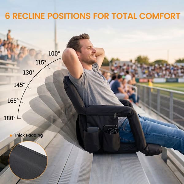 21 in. Double Heated Stadium Seat Portable Dual-Side Heated Bleacher Seats with 6-Reclining Positions for Sports Events