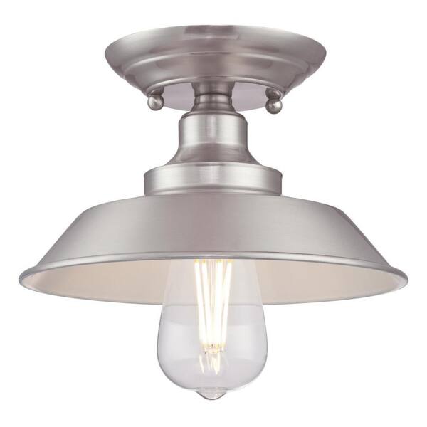 Westinghouse Iron Hill 9 in. 1-Light Brushed Nickel Semi-Flush Mount ...