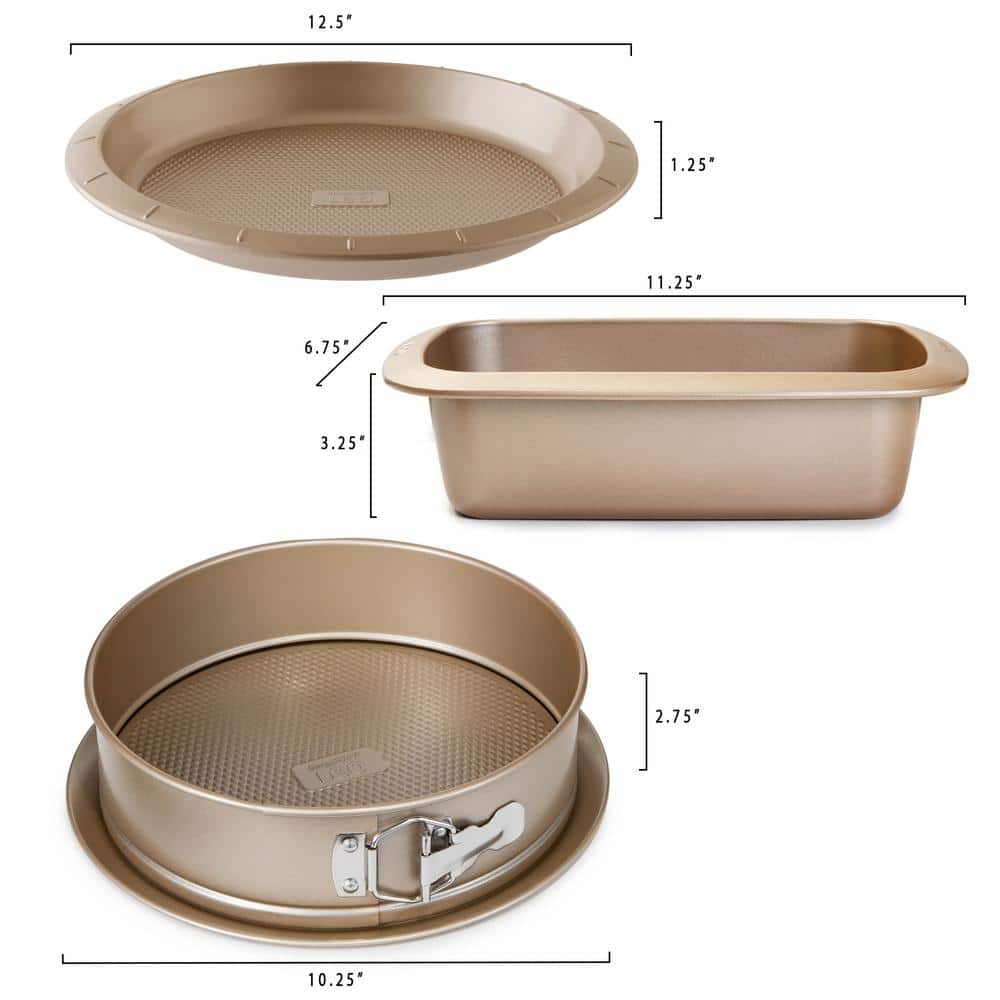 Beige Non-stick Carbon Steel 3-Piece Bake Pan Set