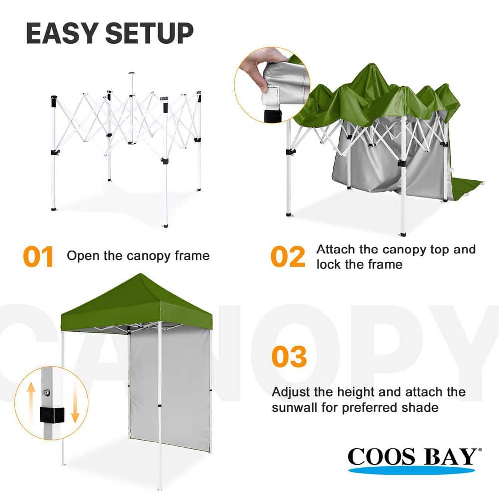 Grass Green 5x5 Outdoor Portable Canopy Tent with White Frame